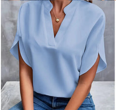 Summer Elegant V-neck Short Sleeve Blouse