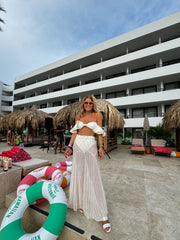 Ruffle Bandage A Line Beach Summer Two Piece Skirt Set