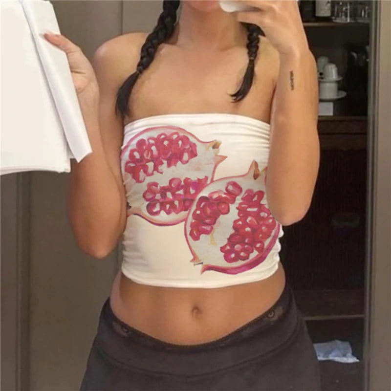 Flower Print Boat Neck Strapless Secondary image