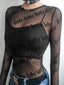 Letter Print Perspective Sheer Top