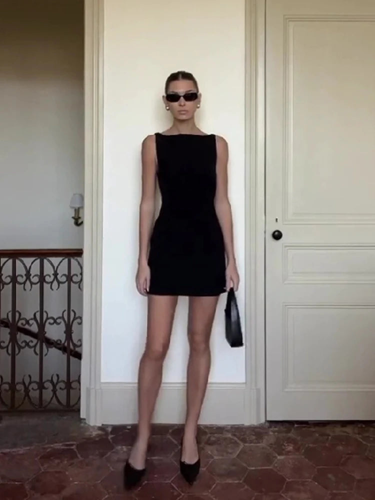 Solid O-Neck Casual Mini Black White Work Dress Secondary image