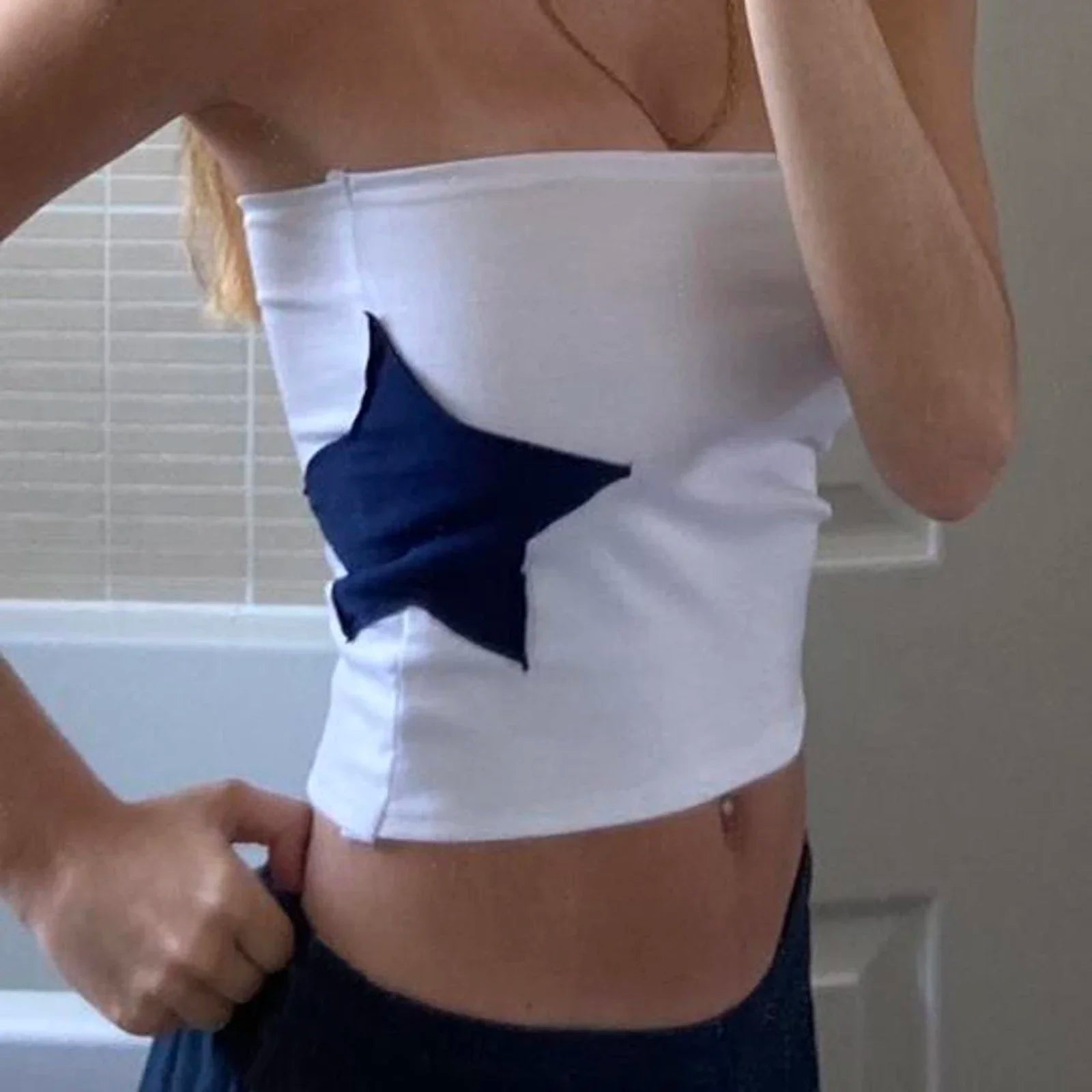Vintage Star Patchwork Grunge Tee Strapless Main image