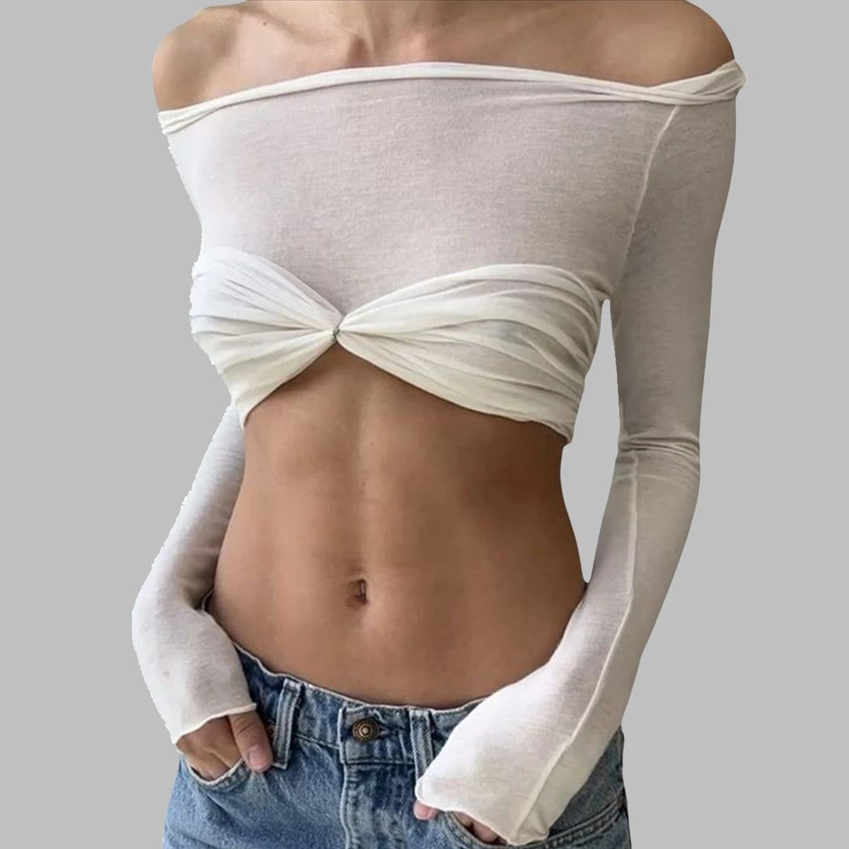 Shell Patchwork See-through Strapless Main image