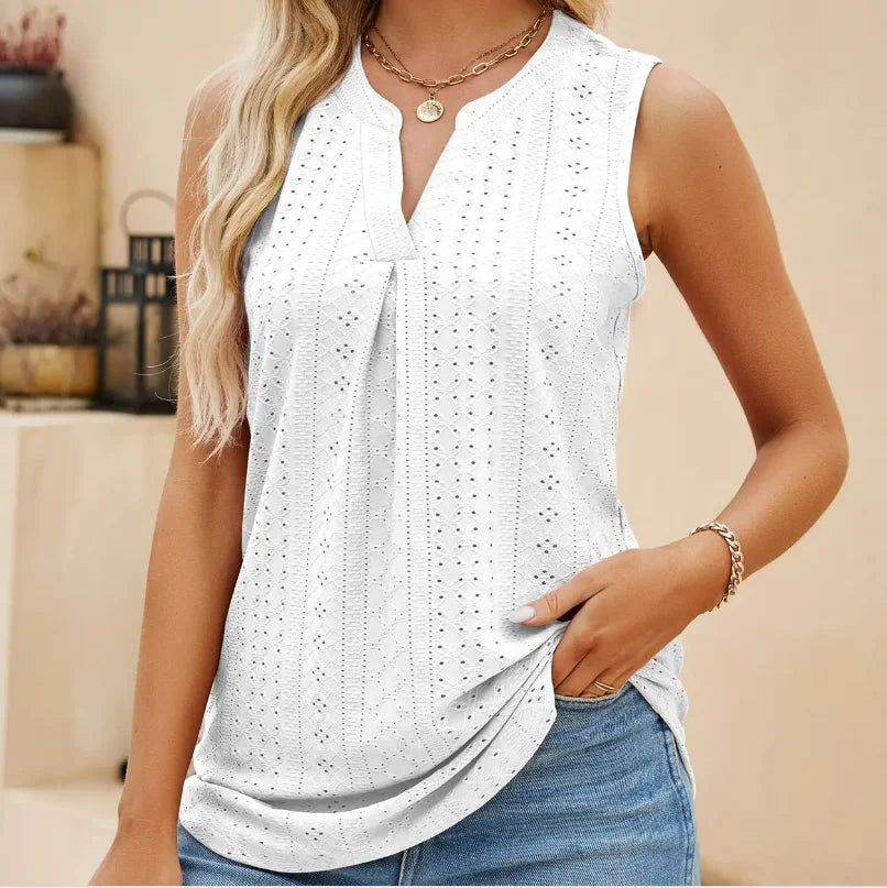 Hollow Out V-neck Sleeveless T-shirt Secondary image