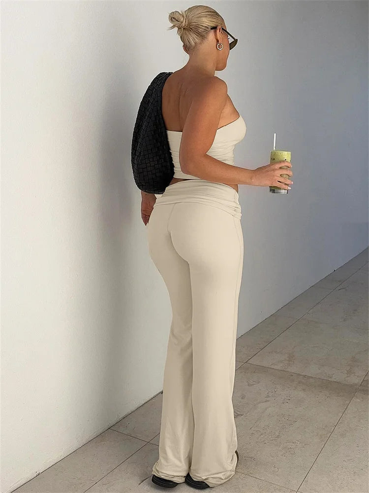 Fold Over Strapless Two Piece Pants Set Secondary image