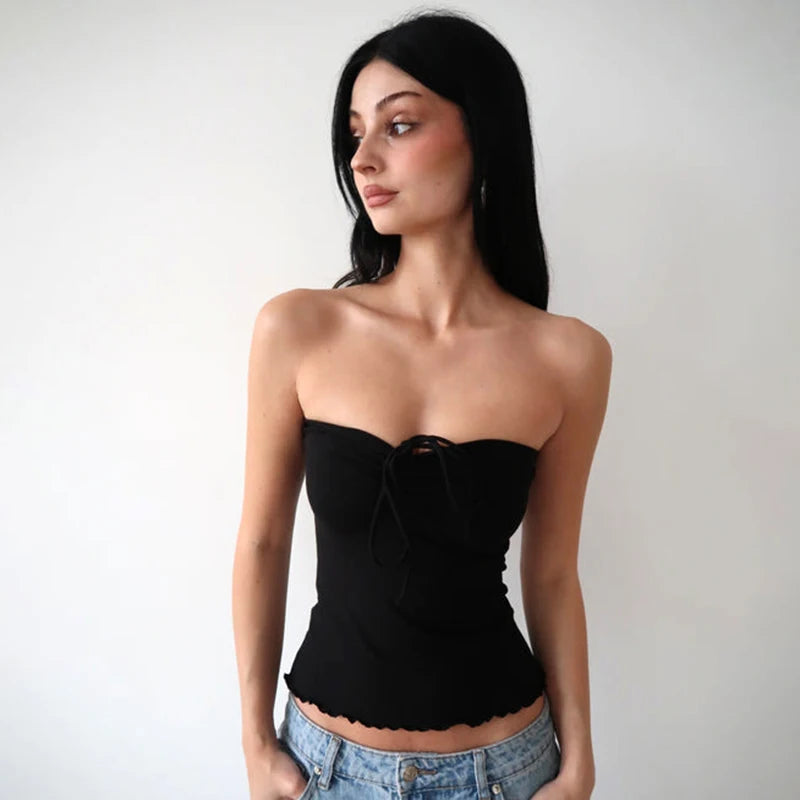Sweet Girl Solid Bow Strapless Secondary image