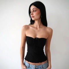 Sweet Girl Solid Bow Strapless