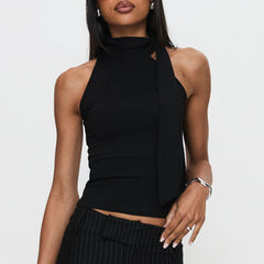 Y2K Mock Neck Solid Color Slim Fit Cami Top