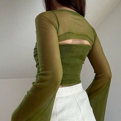 Aesthetic Vintage Mesh Sheer Top
