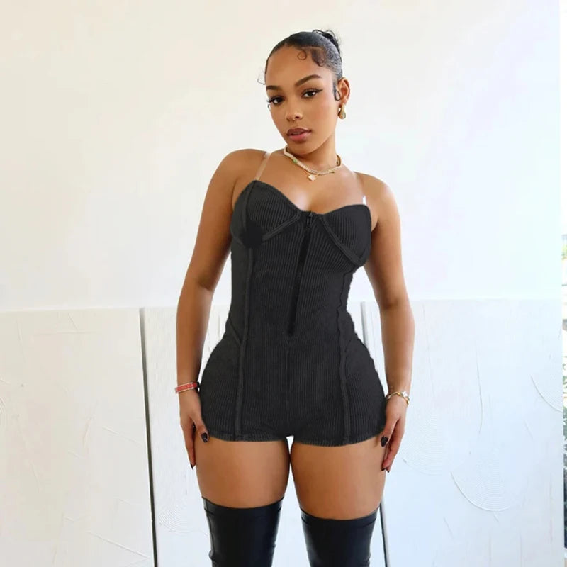 Distressed Transparent Strap Short Romper Secondary image
