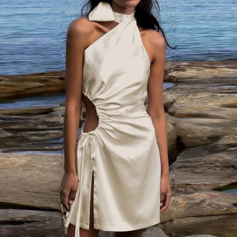Elegant Sleeveless Flower Slim Shoulder Silk Dress Main image