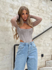 Asymmetrical See Through Sheer Top