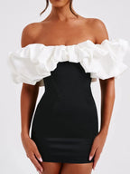 Sleeveless Single Shoulder Bubble Pleated Silk Dress