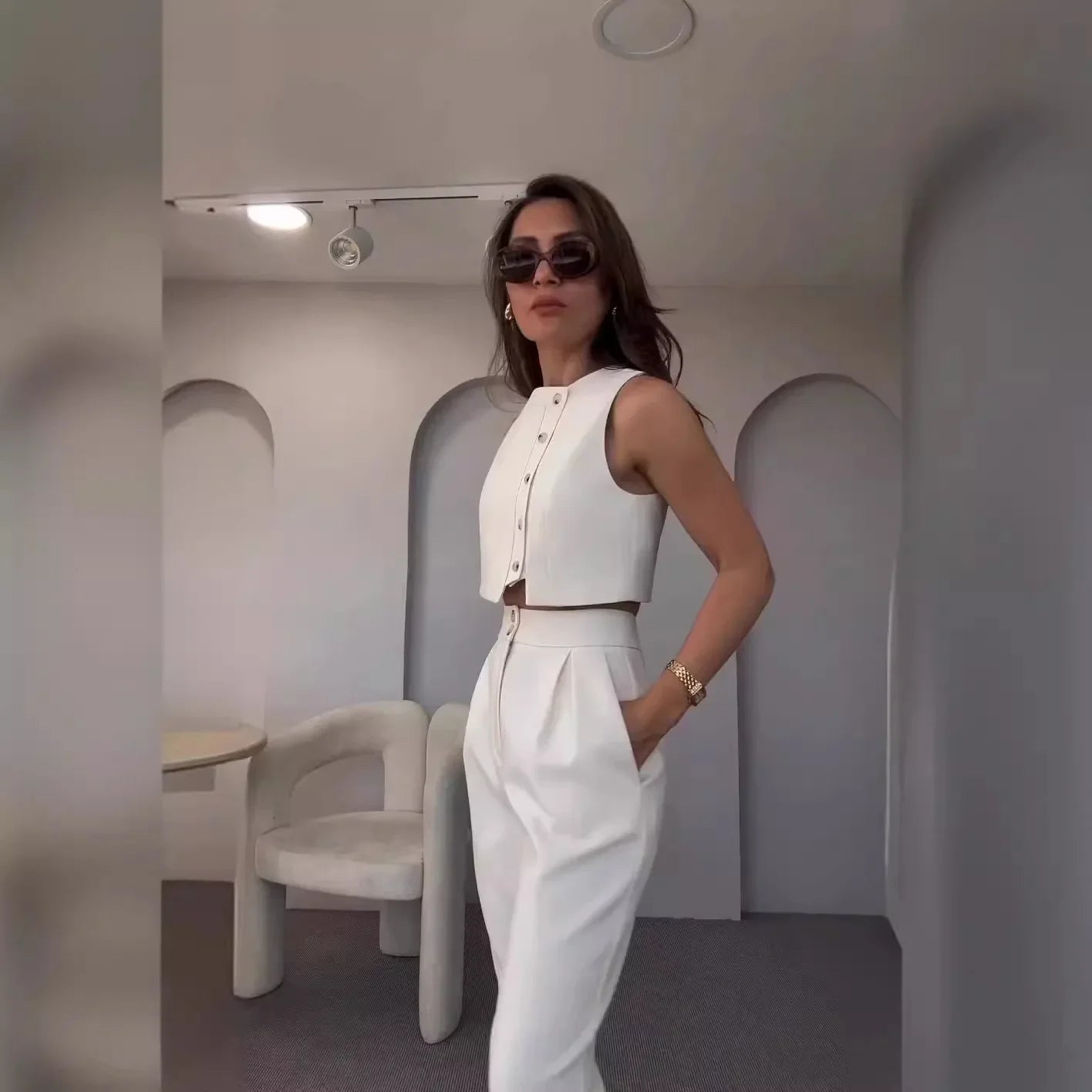 Cropped Pant Sleeveless Vest Suit Secondary image