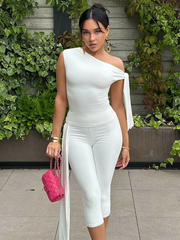 Lace-up Capri Crop Two Piece Pants Set