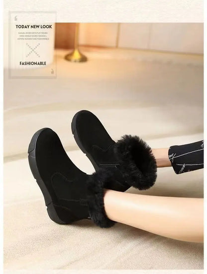 Fur Winter Suede Wool Warm Non-slip Casual Booties Snow Boot