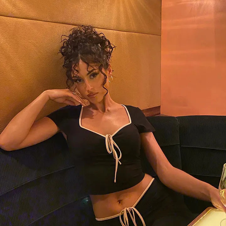 Square Neck Slim Fit Summer Crop Top Main image