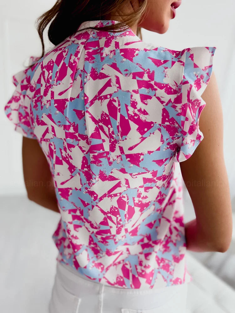 Sleeveless Ruffle Stitching V-neck Blouse Secondary image