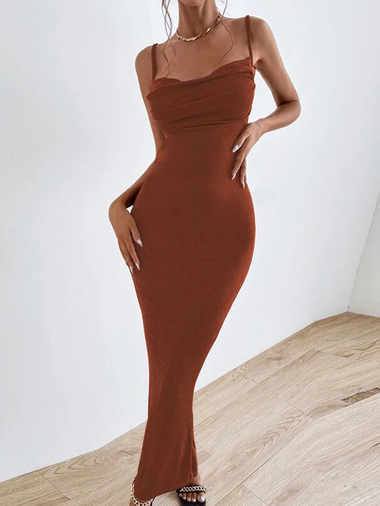 Square Neck Pleated Maxi Dress Secondary image