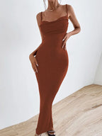 Square Neck Pleated Maxi Dress