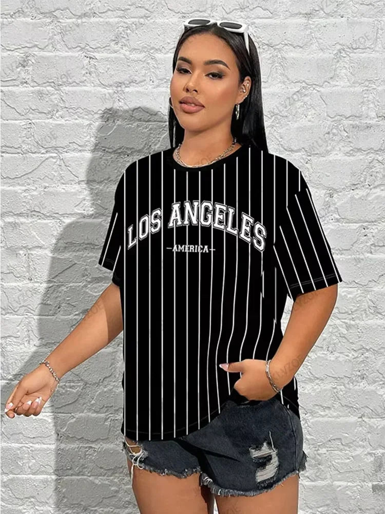 Stripe Print Oversized T-shirt Main image