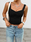 Solid Slim-fit Halter  Crop Cami Top