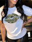 Lips Pattern Casual Green T-shirt