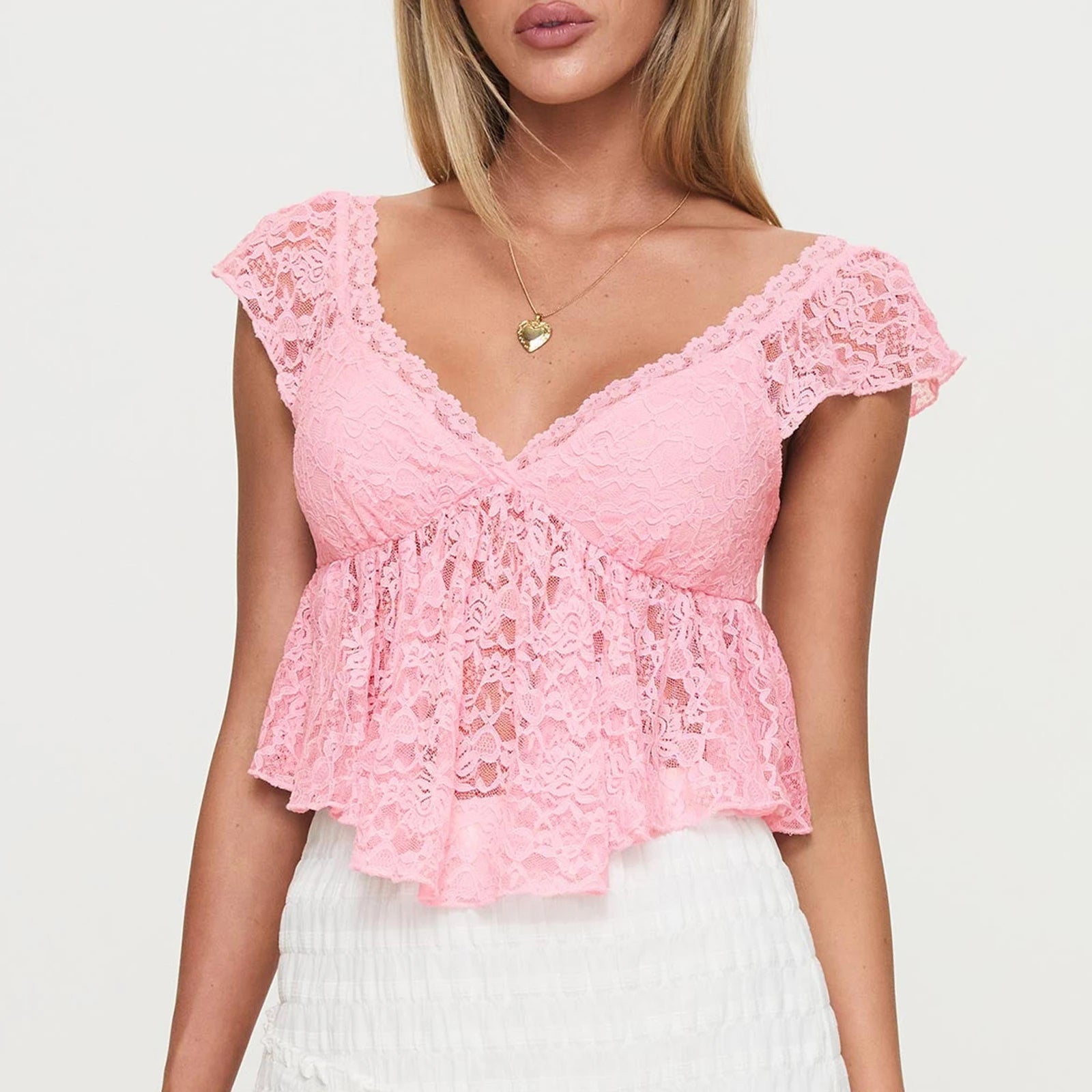 Lace  Slim Fit Crop Top Main image