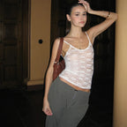 See Through Lace Party White Cami Top