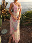 Lace Trim Cut Out Split Floral Dress