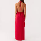 Ruffle Trim Open Back Floral Dress