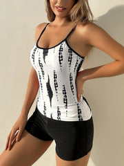 Tie Dye Shorts Tankini High Waist Two Piece Swim Sets