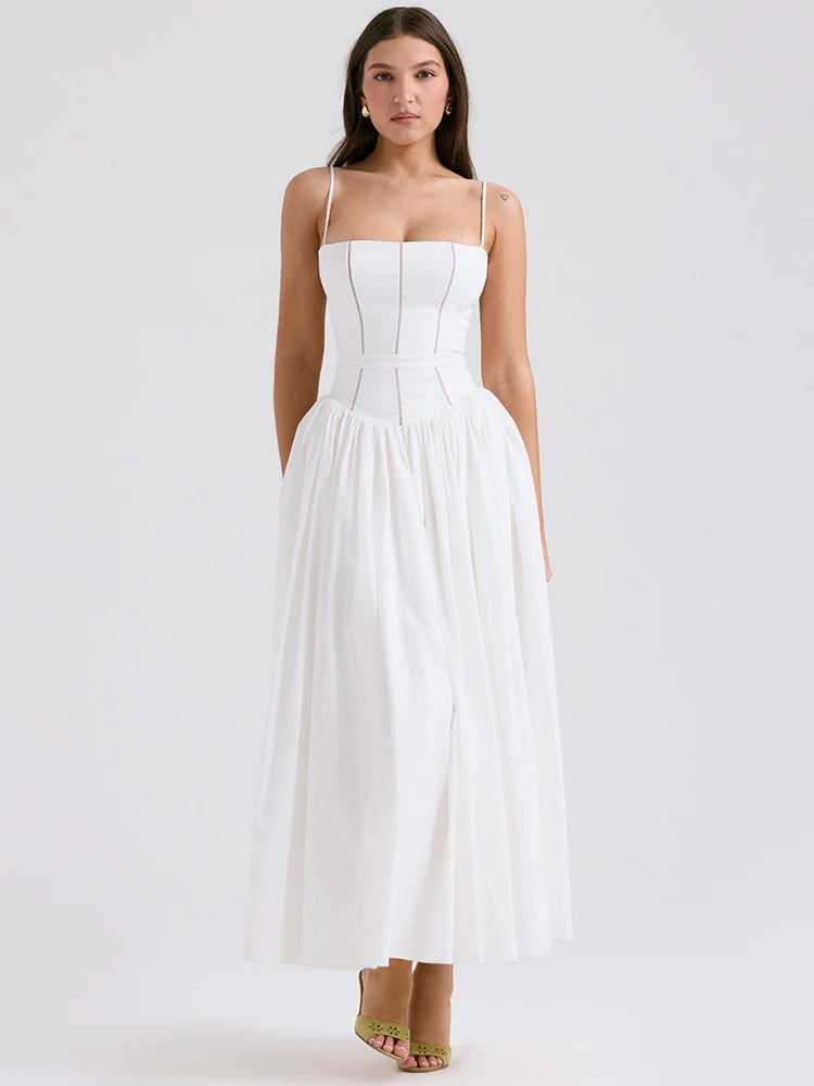 White Spaghetti Strap Backless Midi Dress Secondary image