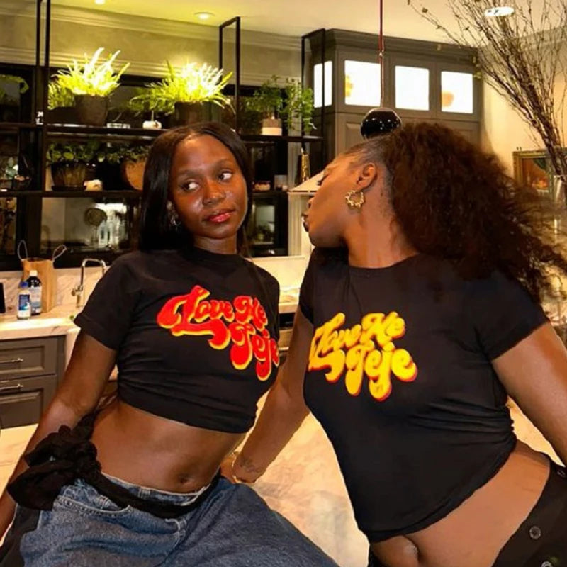 Y2K  Letter Print Vintage Crop Top Secondary image