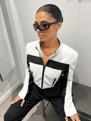 Black White Paneled Y2K Jacket