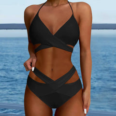 Hollow Out Backless Padded Two Piece Swim Sets