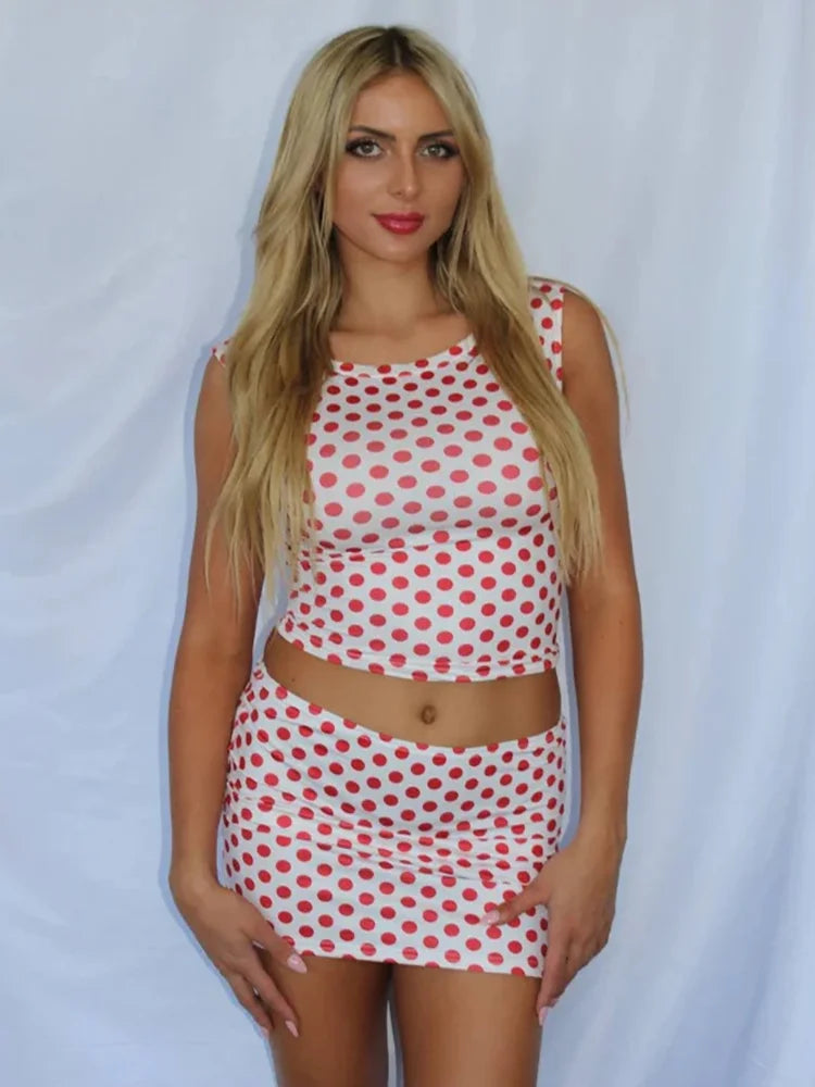 Polka Dot Slash Neck Mini Knit Set Secondary image