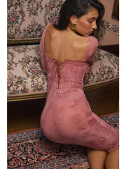 Print Bodycon Lace Side Backless Summer Dress