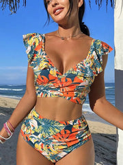 Print Summer Push Up High Waist Two Piece Swim Sets
