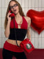 Patchwork Backless Ruched Pants Set