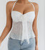 Low Neck Pleated Y2K Lace-up Cami Top