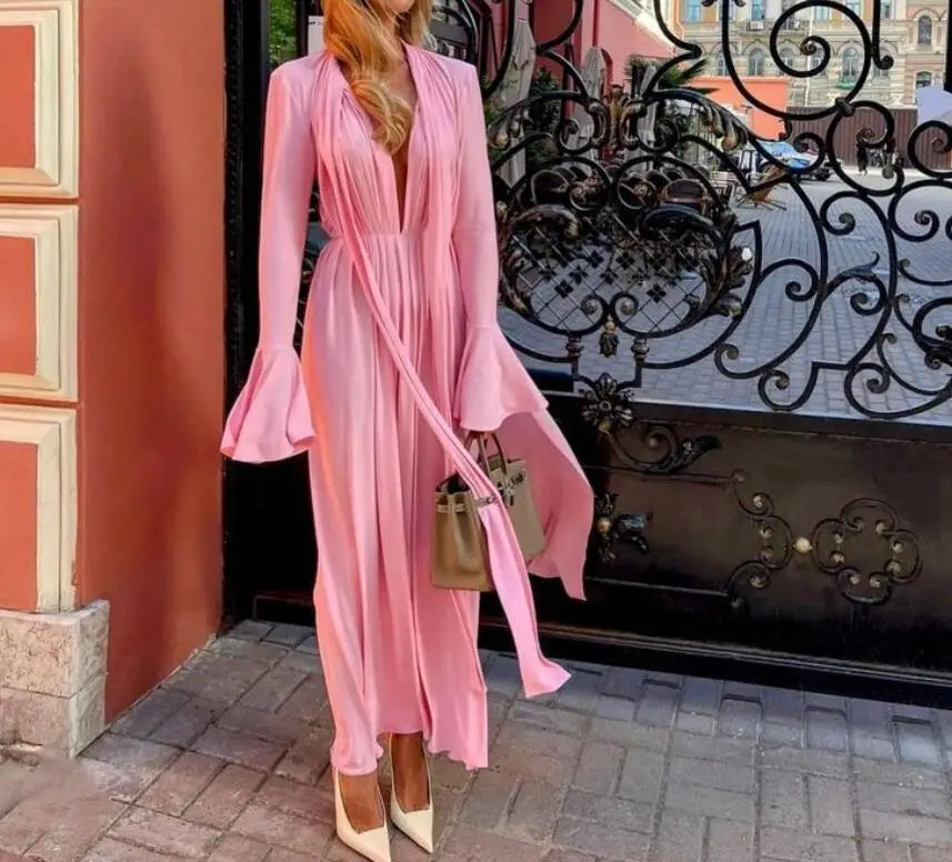 Hollow Flower Long Sleeve Maxi Dress Main image