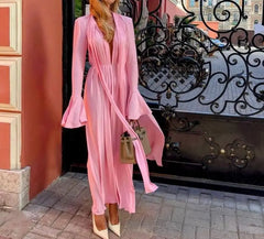 Hollow Flower Long Sleeve Maxi Dress