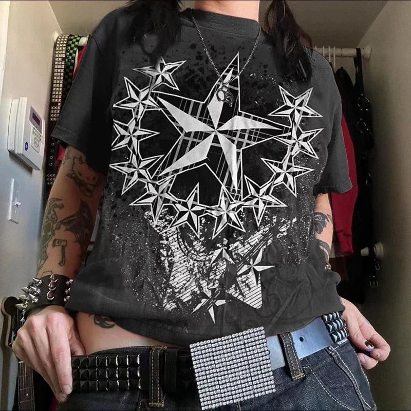Cyber Star Grunge Red T-shirt Secondary image