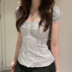 Y2K Stripes Ruffle Blouse