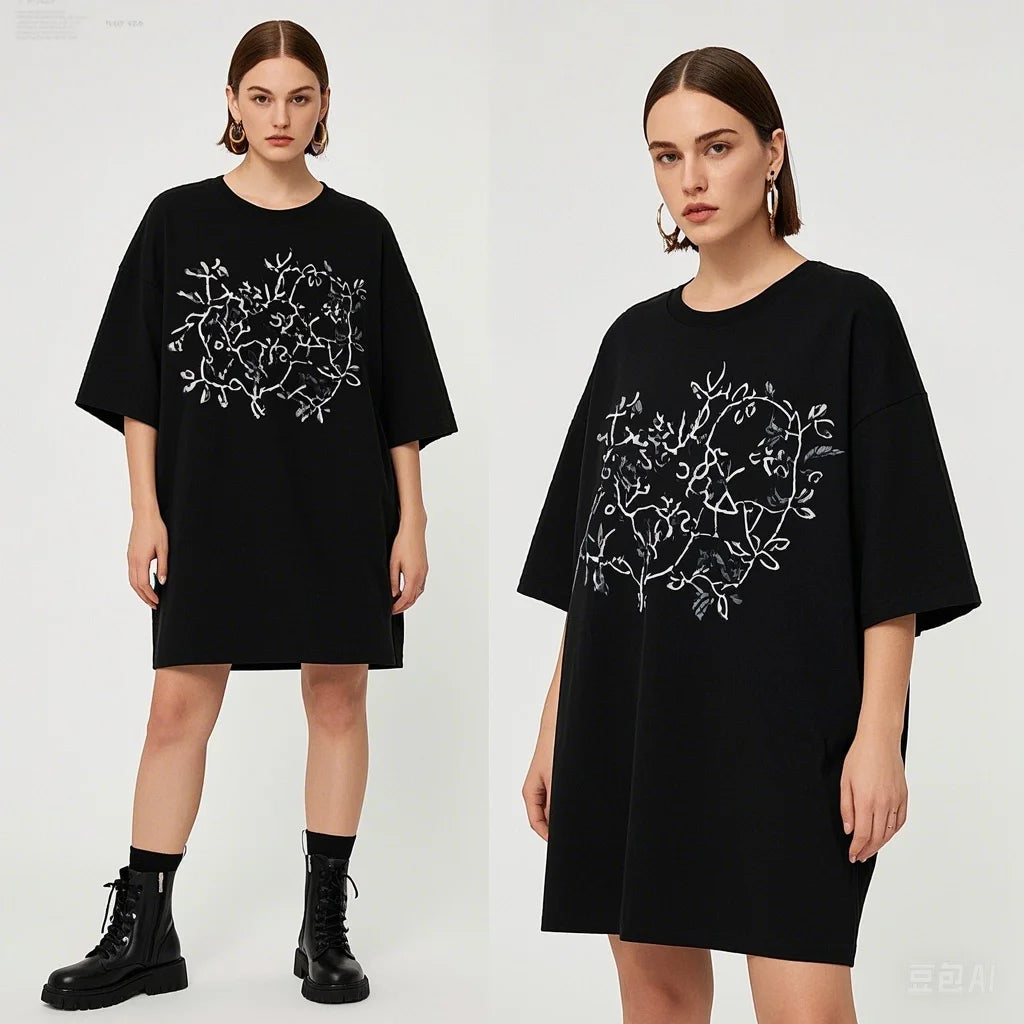 Long Style Cotton Loose T-shirt Secondary image