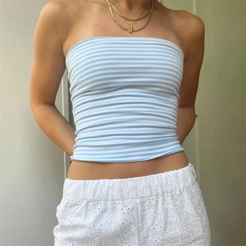 Grunge Stripe Solid Color Strapless Secondary image