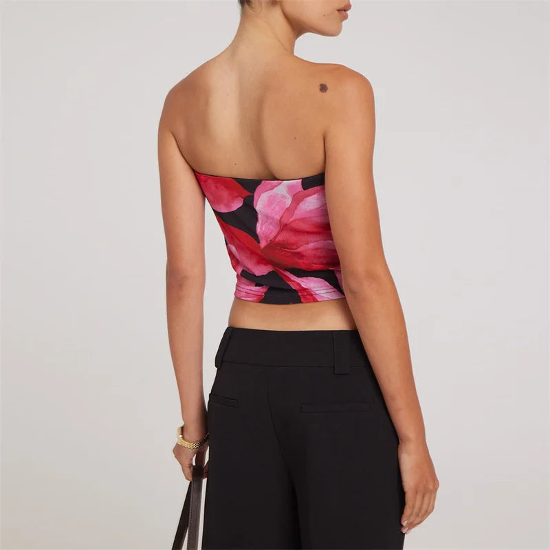 Floral Print Off-Shoulder Strapless Secondary image