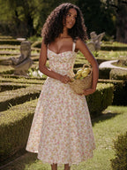 Waist Wrap Spaghetti A-Line Floral Dress