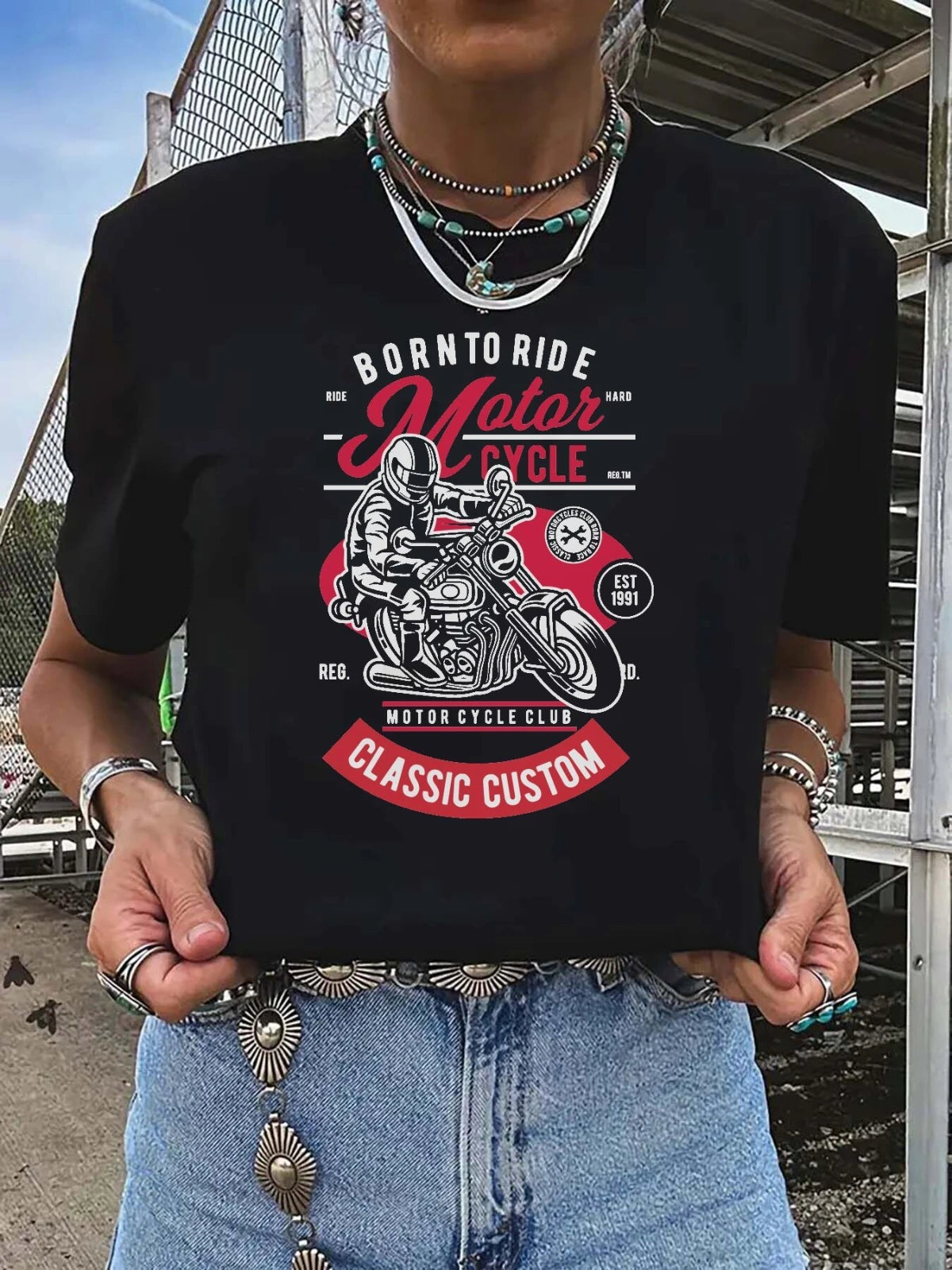 Motorcycle Graphic Casual T-shirt Main image